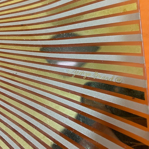 MCM Georges Briard Glass Plate Platter 24k Mid Century Gold Partridges - Picture 2 of 3